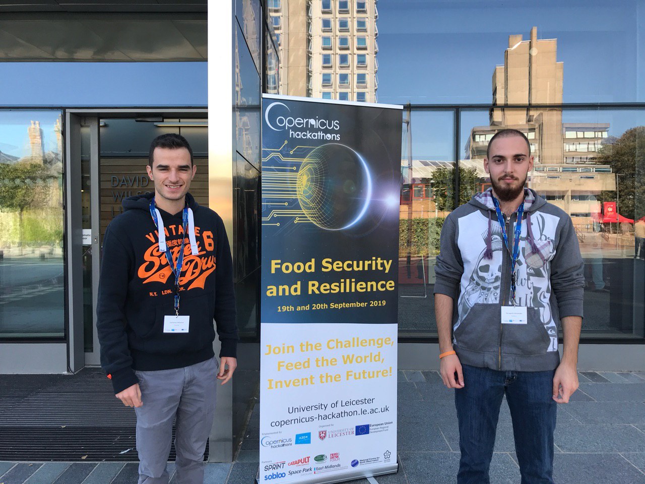 Attendees from Aegean (Greece) attending the Copernicus Hackathon in Leicester.