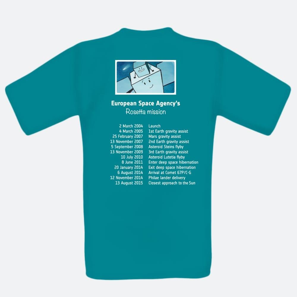 Rosetta Shop website offering mission-related products inspired by ESA’s Rosetta orbiter and Philae comet lander.
